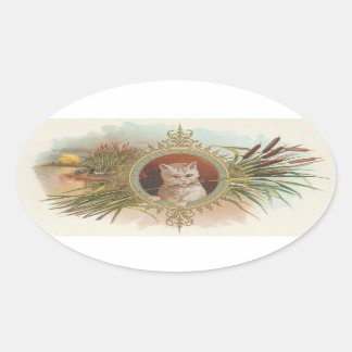 Adesivo Oval Vintage Cat
