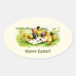 Adesivo Oval Vintage Chicken Family Gift Stickers