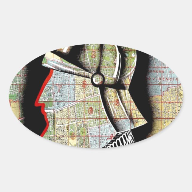 Adesivo Oval Vintage Chile Santiago Viagem (Frente)