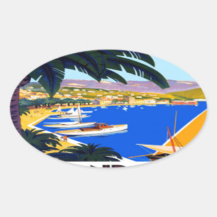Adesivo Oval Vintage Cote D'Azur Viagem