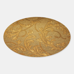 Adesivo Oval Vintage, elegante, ouro rústico, vitoriano, velve