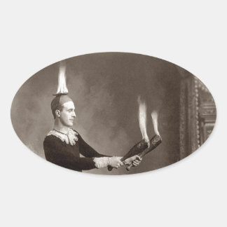 Adesivo Oval Vintage Fire Juggler