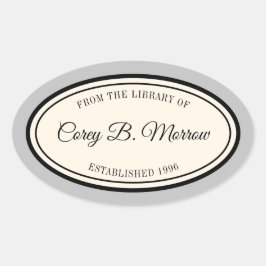 Adesivo Oval Vintage Frame "Da Biblioteca De" Oval Bookplate