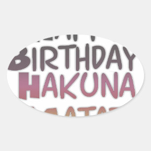 Adesivo Oval Vintage Happy Birthday Hakuna Matata Purple Inspir