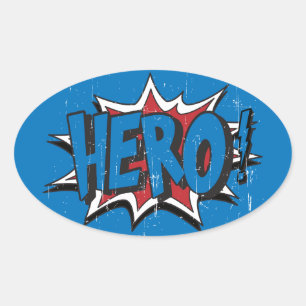Adesivo Oval Vintage Hero Art Graphic Super Heroes Art