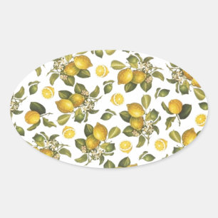 Adesivo Oval Vintage Lemons