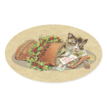Vintage Merry Christmas Mail Cat