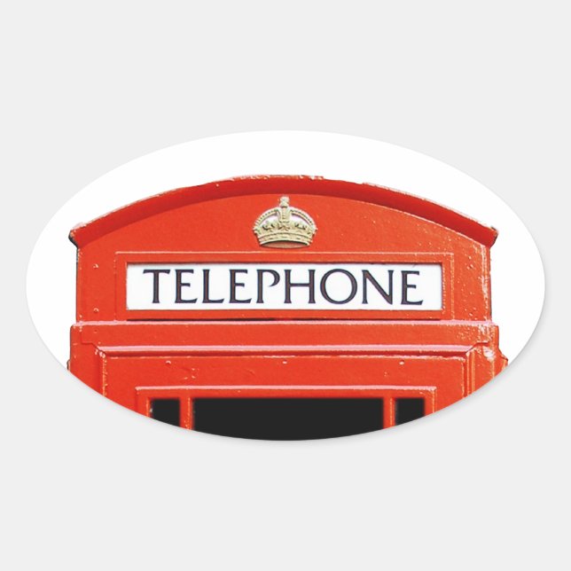 Adesivo Oval Vintage Telephone Booth (Frente)