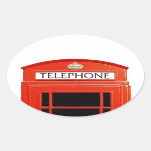 Adesivo Oval Vintage Telephone Booth