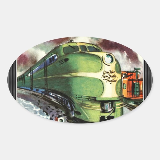 Adesivo Oval Vintage Train (Frente)