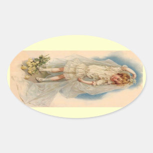 Adesivo Oval Vintage Vintage Rosas de Noiva Vitoriana