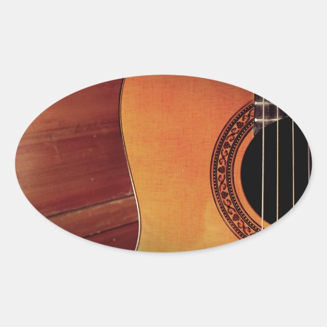 Adesivo Oval Violão acústico (Frente)