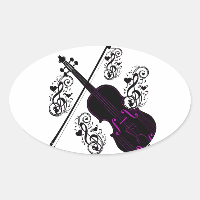 Adesivo Oval Violino,Amor balançando_ (Frente)