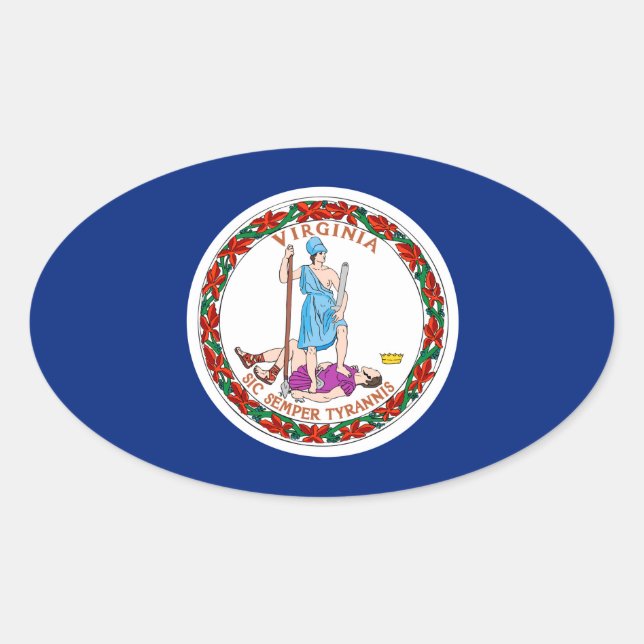 Adesivo Oval Virginia State Flag Design (Frente)