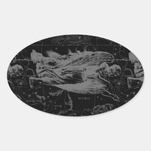 Adesivo Oval Virgo Sign Constellation Hevelius Black Decor