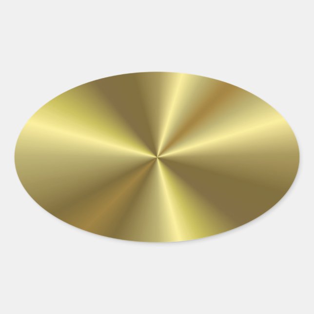 Adesivo Oval Visualização de modelo metálico dourado elegante (Frente)