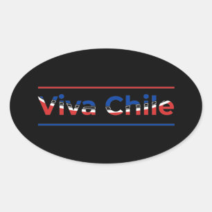 Adesivo Oval Viva Chile - Arte Orgulhosa de Bandeira Chilena