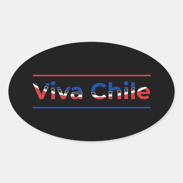 Adesivo Oval Viva Chile - Arte Orgulhosa de Bandeira Chilena (Frente)