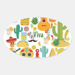 Adesivo Oval viva méxico