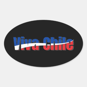 Adesivo Oval Viva Tipografia de Bandeira Patriótica do Chile