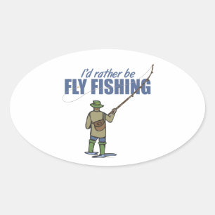 Adesivo Oval Voar pescando em Waders