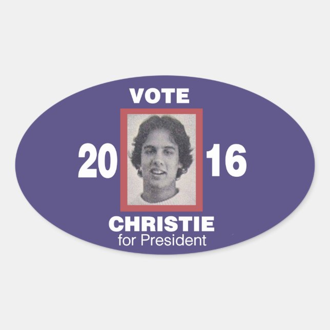 Adesivo Oval Vote Christie para Presidente 2016 (Frente)