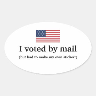 Adesivo Oval Votei por correio mas tive de fazer o meu próprio