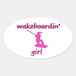 Adesivo Oval Wakeboardin' Girl Sticker