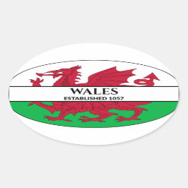 Adesivo Oval Wales Estabeleceu Bandeira do Dragão Galês 1057
