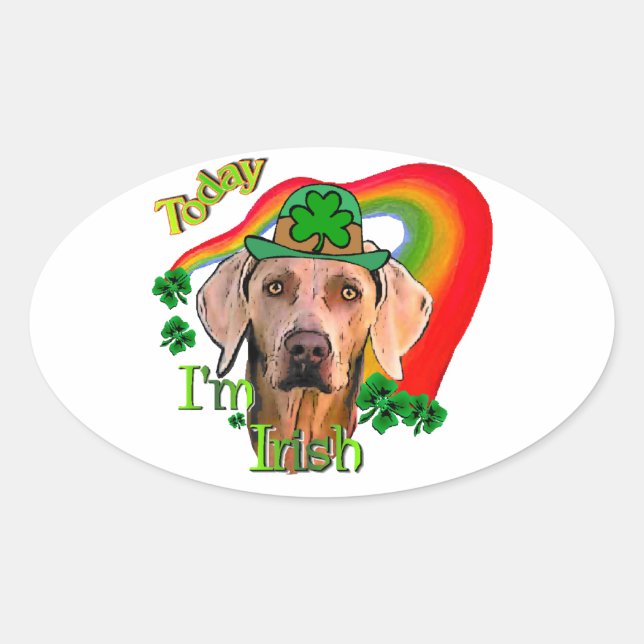 Adesivo Oval Weimaraner Saint Patricks (Frente)