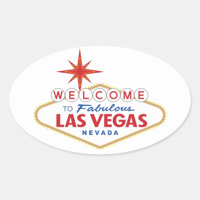 Adesivo Oval Welcome to Fabulous Las Vegas, Nevada (Frente)