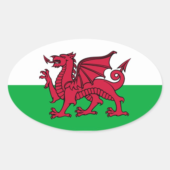 Adesivo Oval Welsh Dragon (Frente)