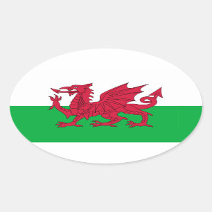 Adesivo Oval Welsh Flag Oval Sticker