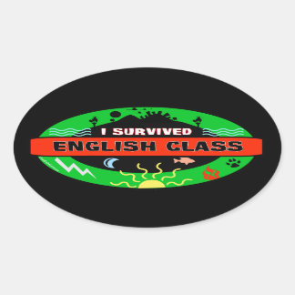 Adesivo Oval Whimsical English Class Survivor Sticker