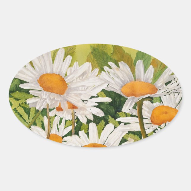 Adesivo Oval White Daisies (Frente)