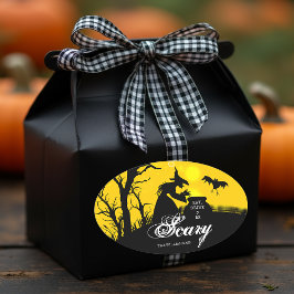 Adesivo Oval Wicked Witch Silhouette Halloween