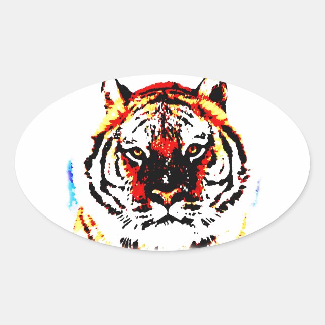 Adesivo Oval Wild Tiger (Frente)