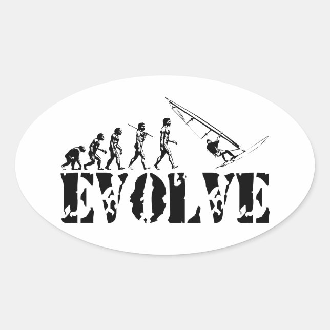 Adesivo Oval Windsurfing Windsurf Evolution Esporte Art (Frente)