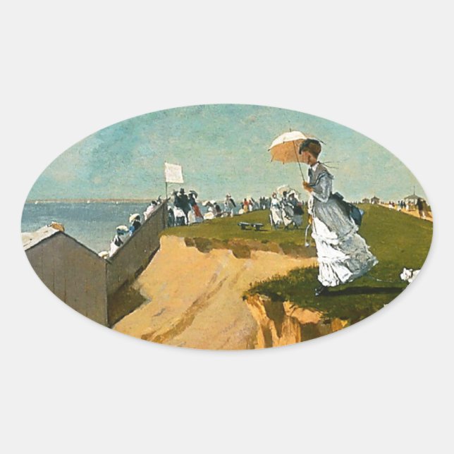 Adesivo Oval Winslow Homer - Long Branch, Nova Jersey (Frente)