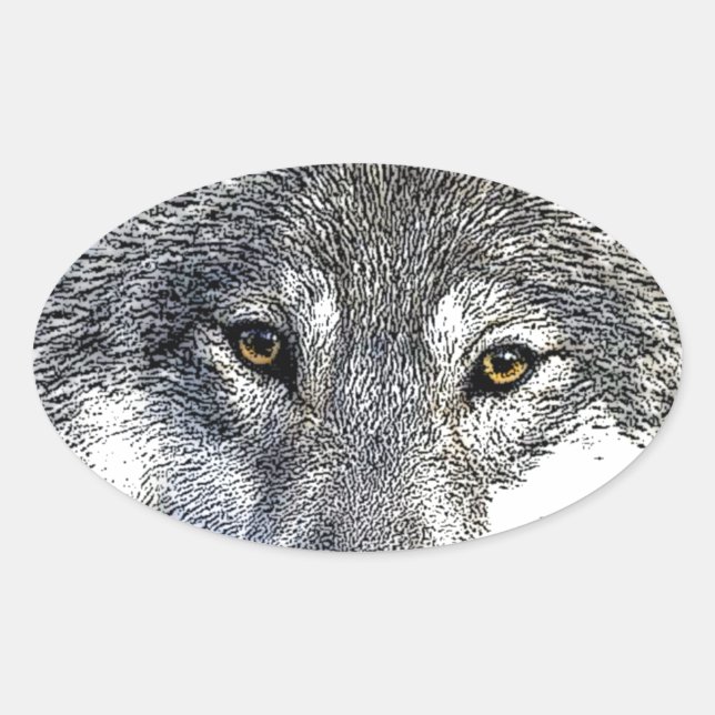 Adesivo Oval Wolf Eyes Trabalho de arte (Frente)