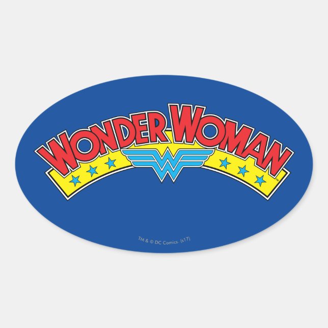 Adesivo Oval Wonder Woman 1987 Comic Book Logo (Frente)