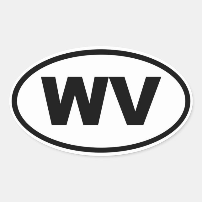 Adesivo Oval WV West Virginia (Frente)