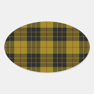 Adesivo Oval Xadrez amarela de tartan MacLeod