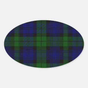 Adesivo Oval Xadrez preta do verde azul do tartan do clã do