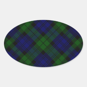 Adesivo Oval Xadrez preta do verde azul do tartan do clã do