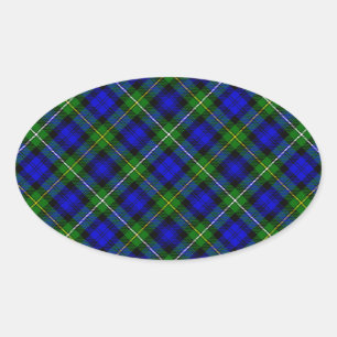 Adesivo Oval Xadrez verde azul Campbell tartan