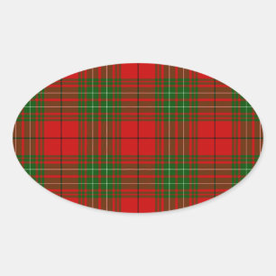 Adesivo Oval Xadrez verde-vermelha Comyn tartan