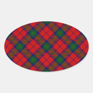 Adesivo Oval Xadrez verde-vermelha Lindsay tartan