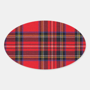 Adesivo Oval Xadrez vermelha de Stewart tartan
