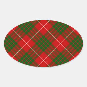 Adesivo Oval Xadrez vermelha tartan tartan